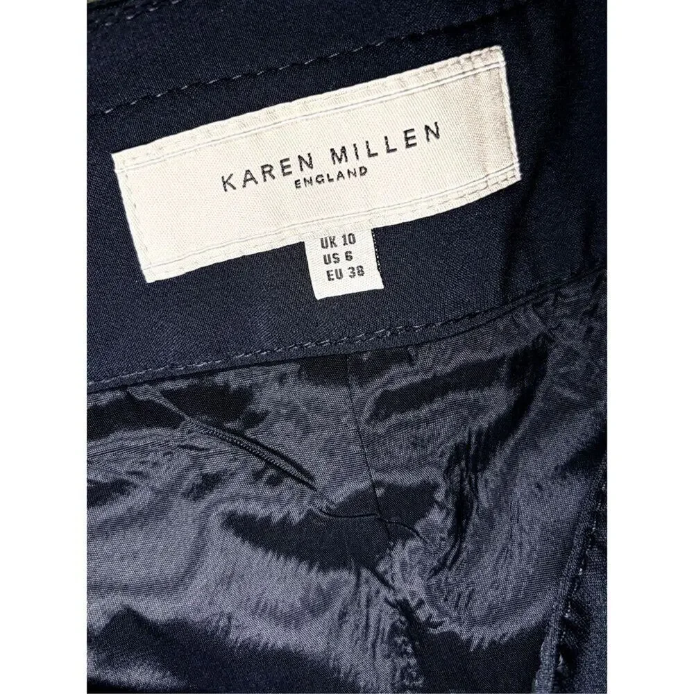 Karen Millen Women's Paneled Bow Belted Flared Hem Mini Skirt Black Size 6